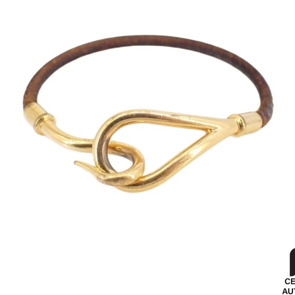 Hermes’ Leather Gold Choker Bracelet - Picture 1 of 4